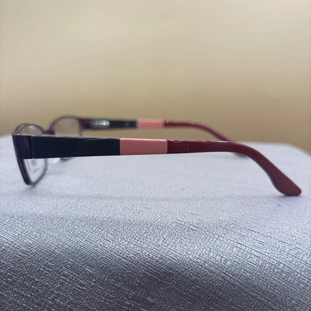 Savvy 387 BU Burgundy Pink Rectangle Stainless Steel Eyeglass Frames 52-17-135